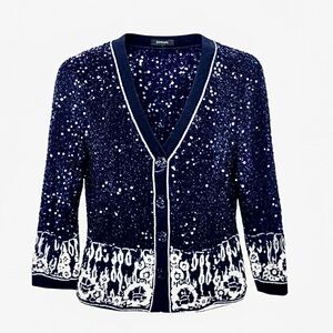 Escada Black Sequins Embellished Evening Suit Jacket Blazer 34 4